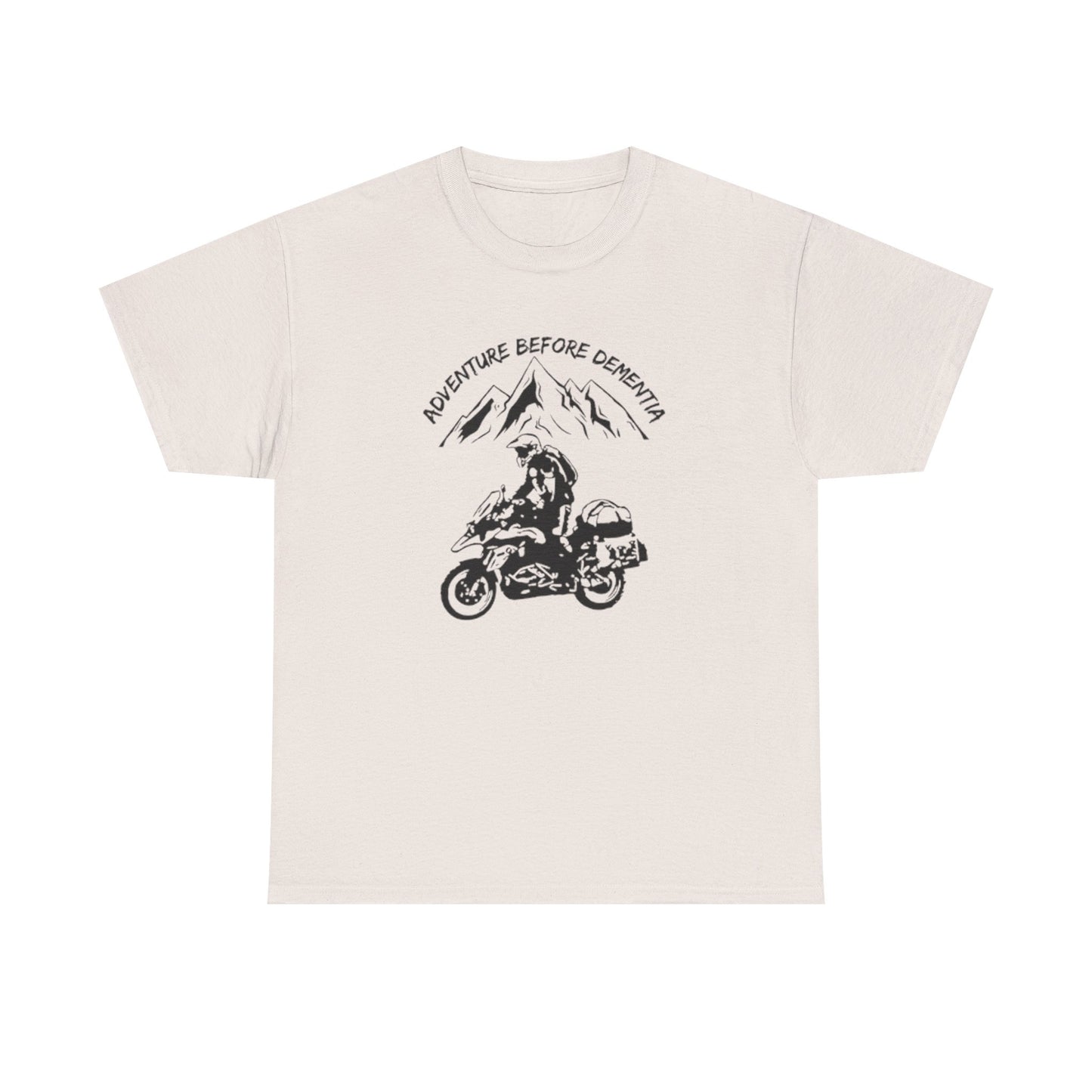 Adventure Before Dementia T-Shirt, Motorcycle & Mountain Travel Tee, Unisex Hiking and Camping Shirt for Outdoor Enthusiasts
