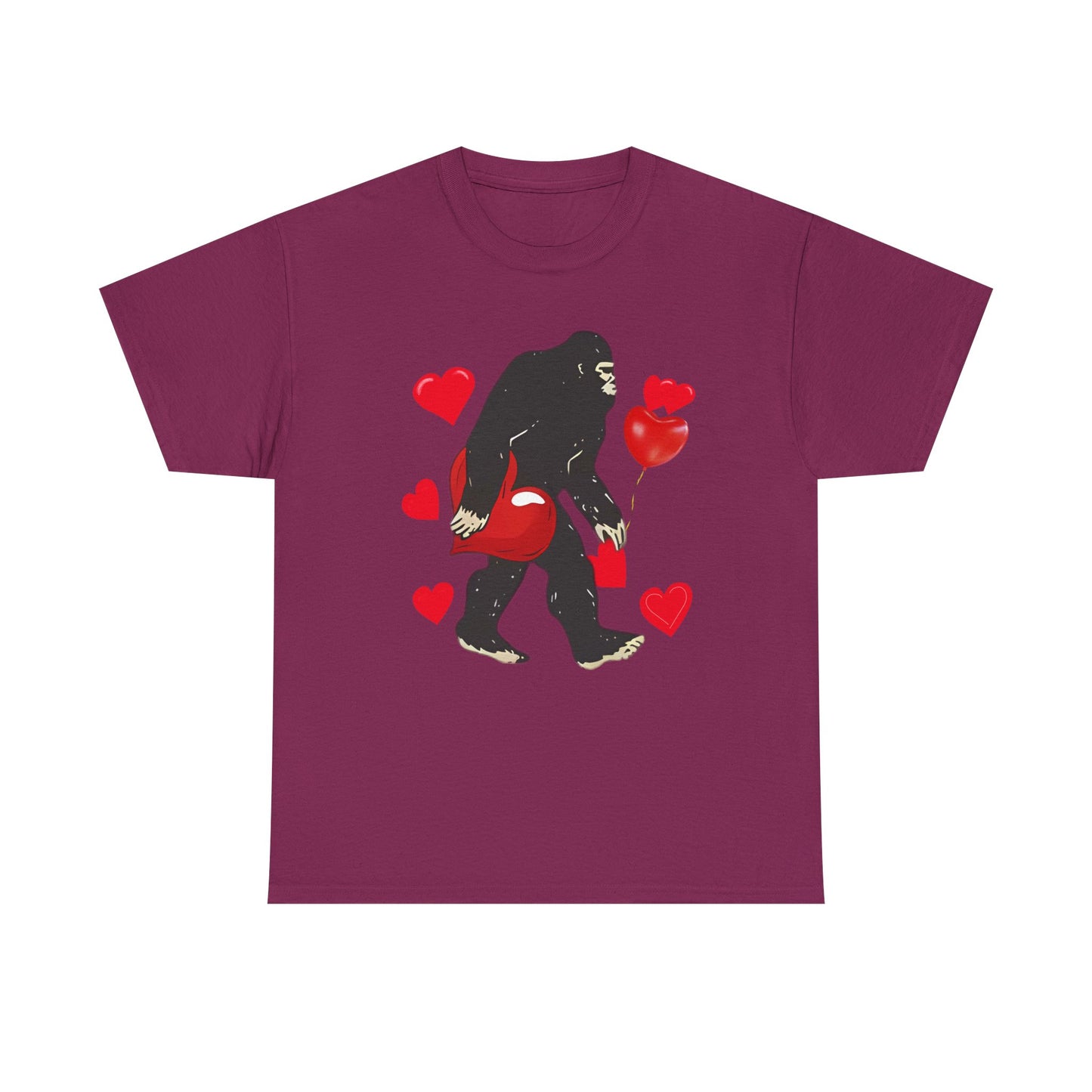 Bigfoot Valentine Shirt, Funny Bigfoot Love Tee, Valentines Day Gift, V-Day Heart T-Shirt, Unisex Heavy Cotton Tee, Sasquatch Valentine