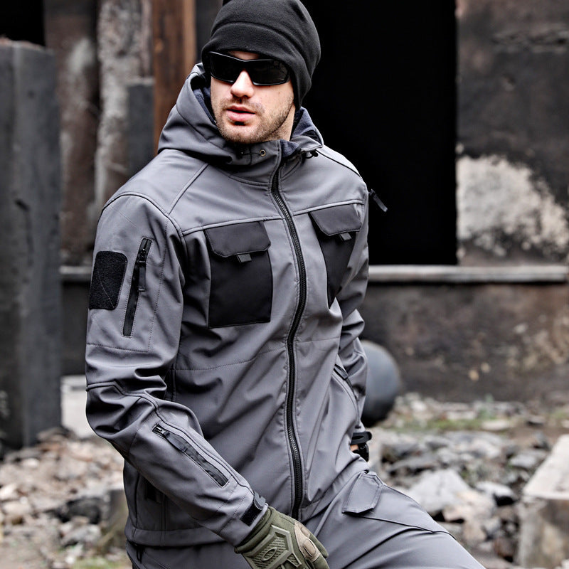 Tactical Soft Shell Jacket - Heavy-Duty Waterproof Outdoor Windbreaker with Multi-Pockets
