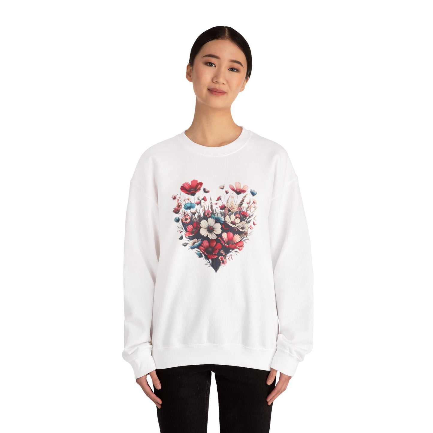Heart Shaped Flowers Sweatshirt - Floral Graphic Shirt, Botanical Garden Lover Gift, Romantic Nature Print Apparel, Spring Blossoms Top,