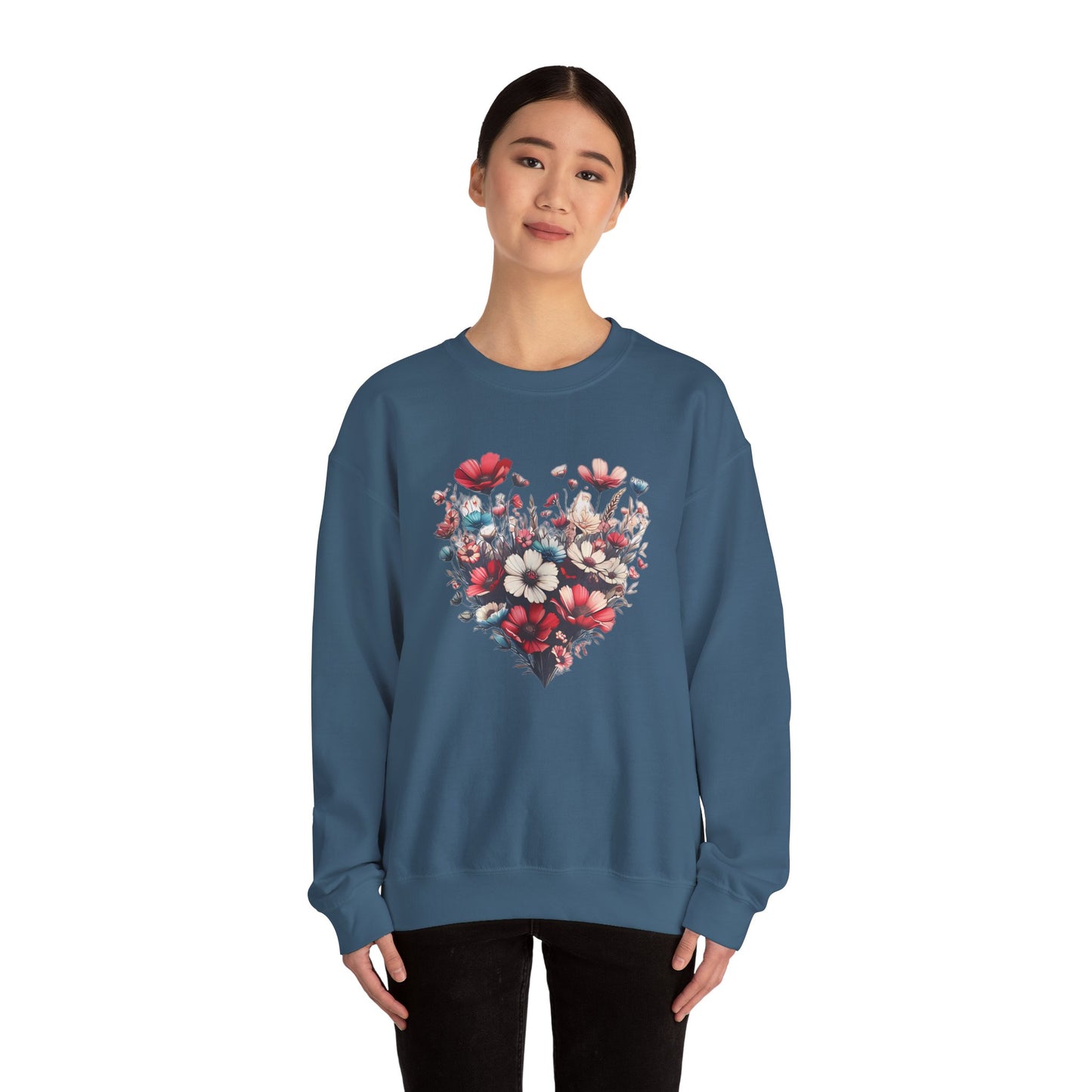 Heart Shaped Flowers Sweatshirt - Floral Graphic Shirt, Botanical Garden Lover Gift, Romantic Nature Print Apparel, Spring Blossoms Top,