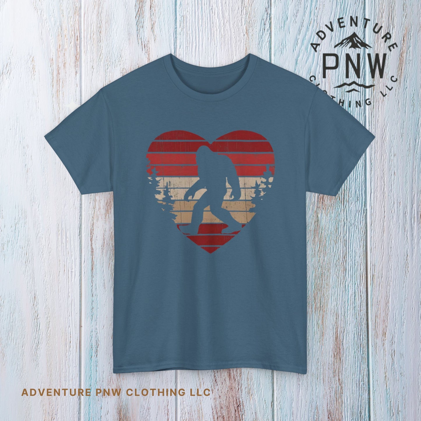 Bigfoot Heart Valentines Day Unisex Tee, Love Sasquatch Shirt, Valentines Day Shirt for Men Boys Girls Kids, Bigfoot Lover Gift, Cute