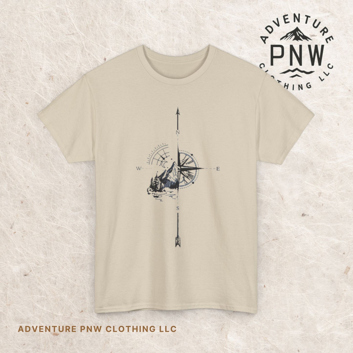Mountain Compass Pattern Unisex Tee, Adventure Lover Hiking Tshirt, Traveler Gift Shirt, Nature Outdoor Top