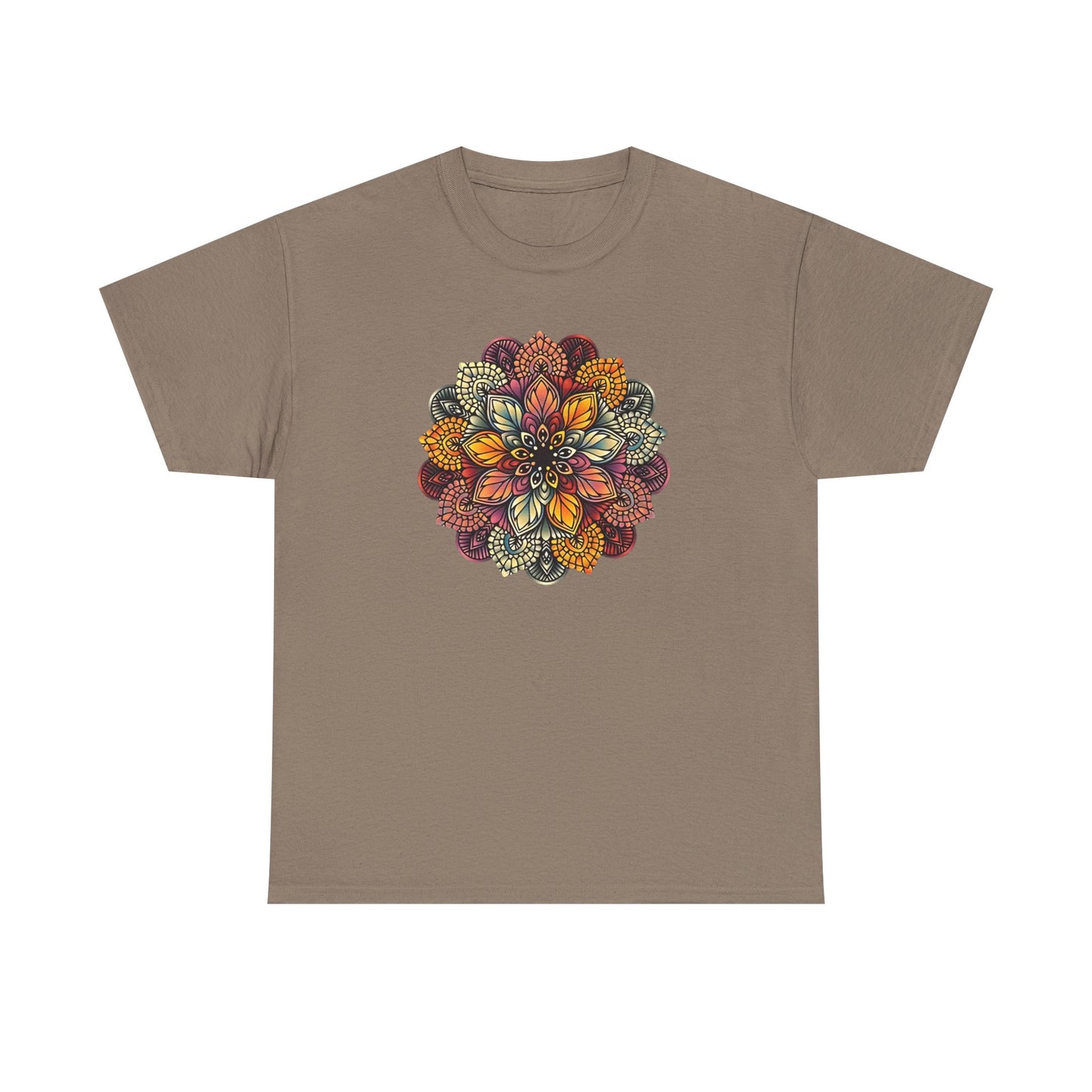 Mandala Floral Printed T Shirt, Women Casual Outdoorsy Tee for Glamping & Hiking, Adventure Shirt, Boho Style Top