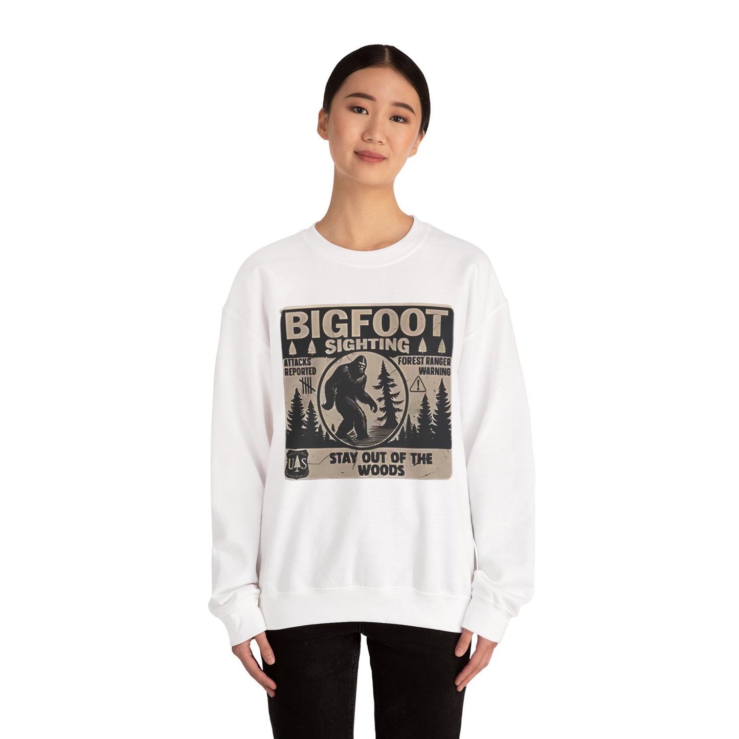 Bigfoot Sighting Retro Sweatshirt, Funny Sasquatch Crewneck, Ranger Warning Forest Attacks Vintage Jumper, Stay Out Woods Unisex Hoodie,