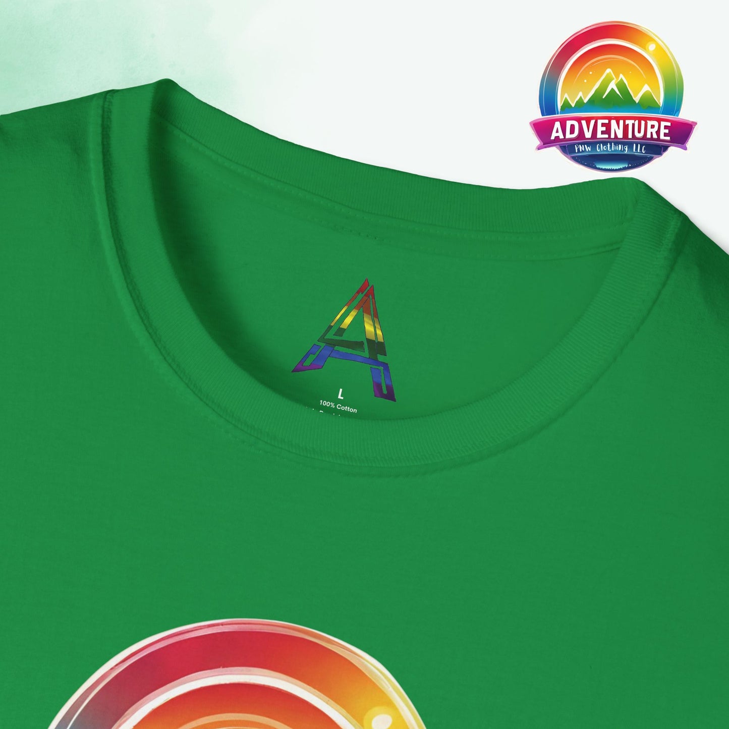 PRIDE Adventure PNW Mountain T-shirt Rainbow Colorful