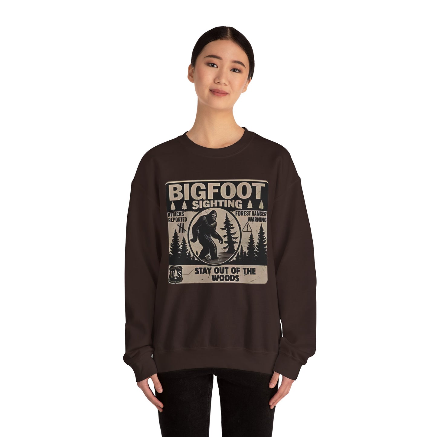 Bigfoot Sighting Retro Sweatshirt, Funny Sasquatch Crewneck, Ranger Warning Forest Attacks Vintage Jumper, Stay Out Woods Unisex Hoodie,