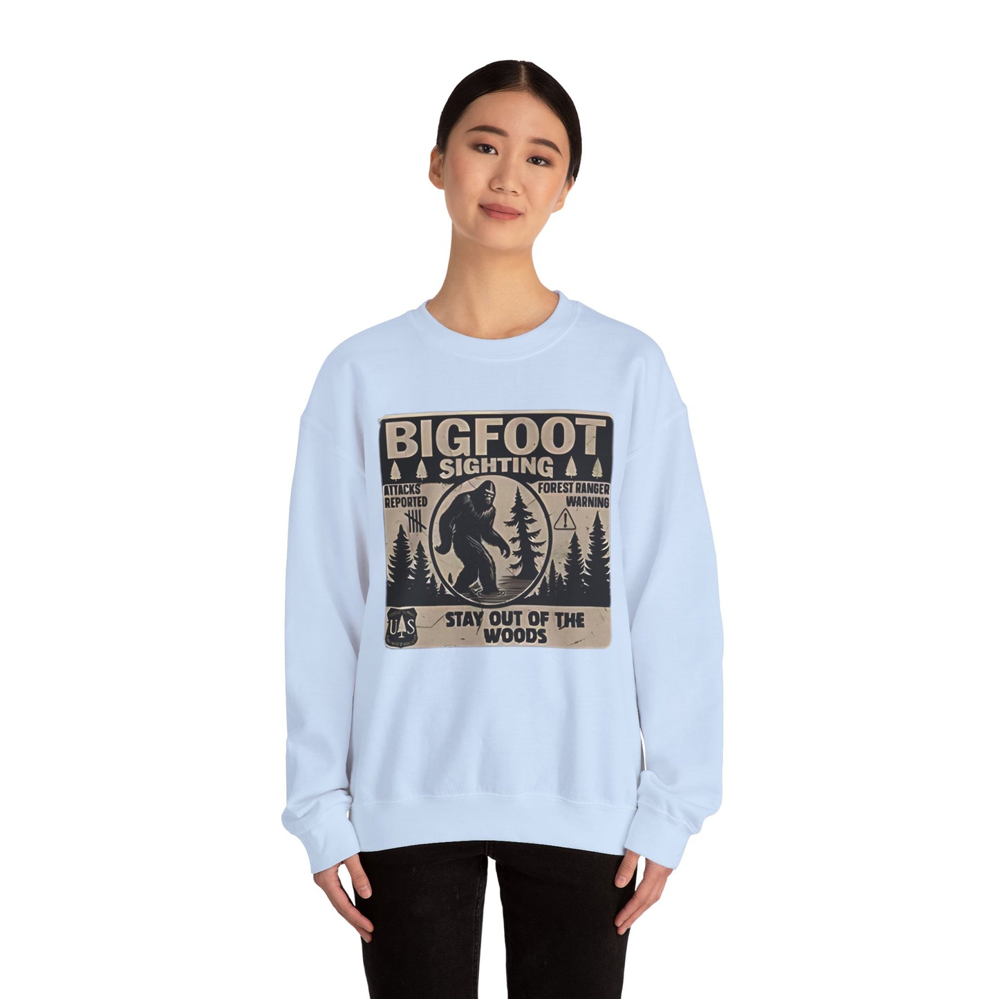 Bigfoot Sighting Retro Sweatshirt, Funny Sasquatch Crewneck, Ranger Warning Forest Attacks Vintage Jumper, Stay Out Woods Unisex Hoodie,