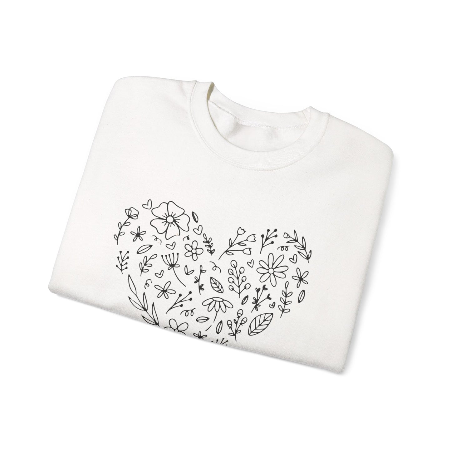 Floral Heart Sweatshirt, Boho Flower Heart Design Sweatshirt, Cute Nature Lover Sweatshirt, Botanical T-Shirt, Valentine's Day Gift for Her