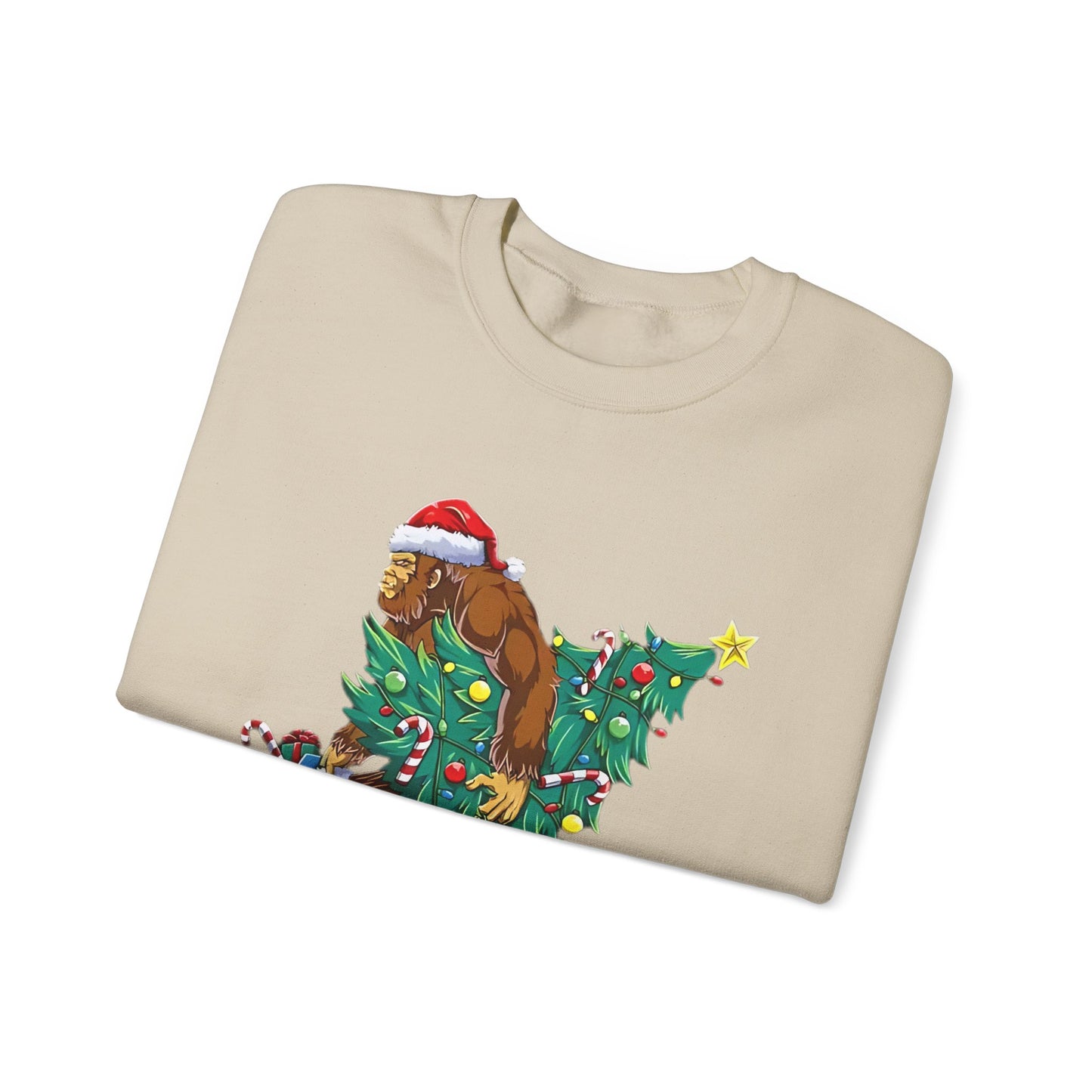 Bigfoot Christmas Lights Sweatshirt, Sasquatch Xmas Jumper, Holiday Bigfoot Sweater, Unisex Bigfoot Crewneck, Christmas Sweatshirt for Men