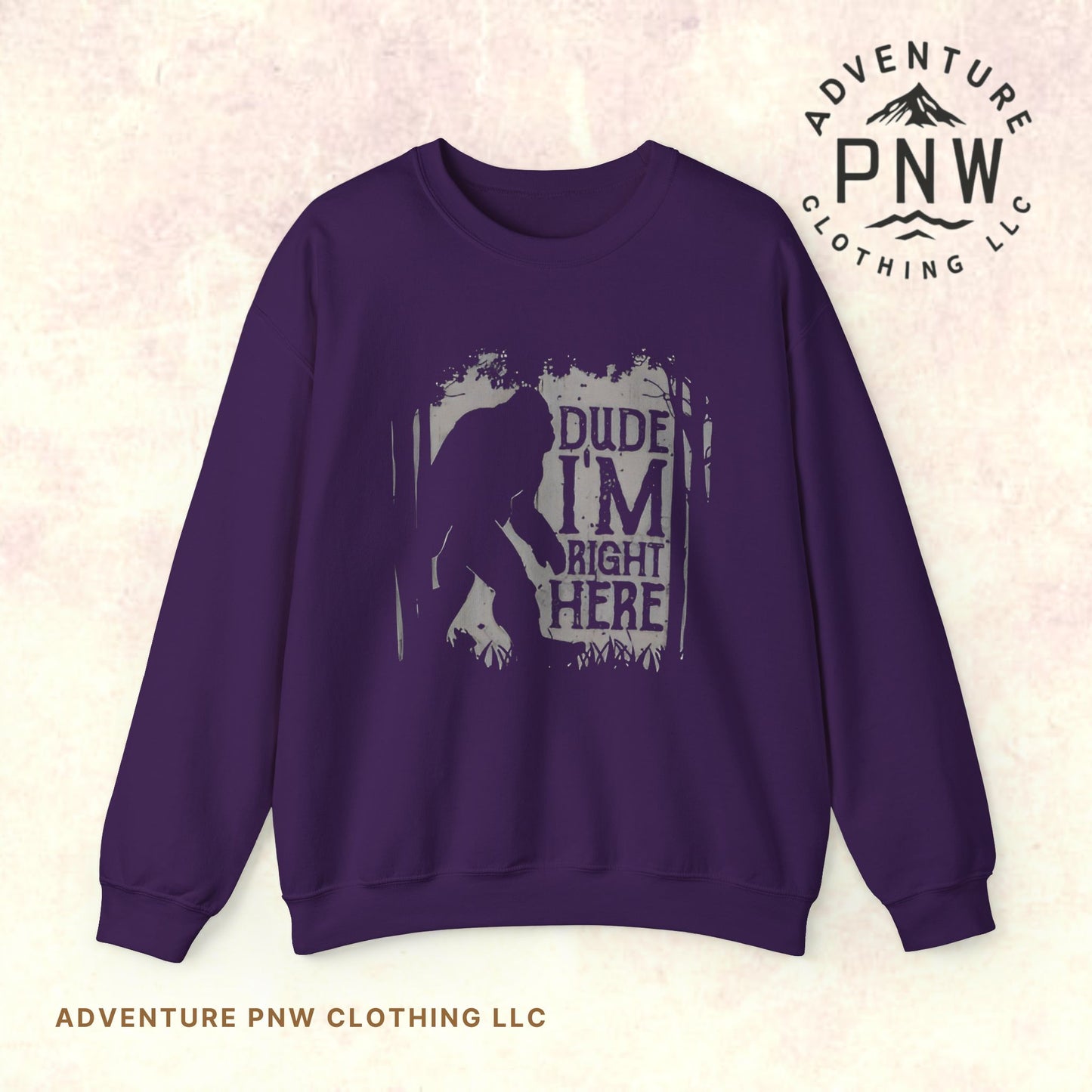Bigfoot Sasquatch Dude I'm Right Here Men Sweatshirt Crewneck - Funny Unisex Heavy BlendTM Jumper, Gift for Cryptid Fans, Sasquatch Lover