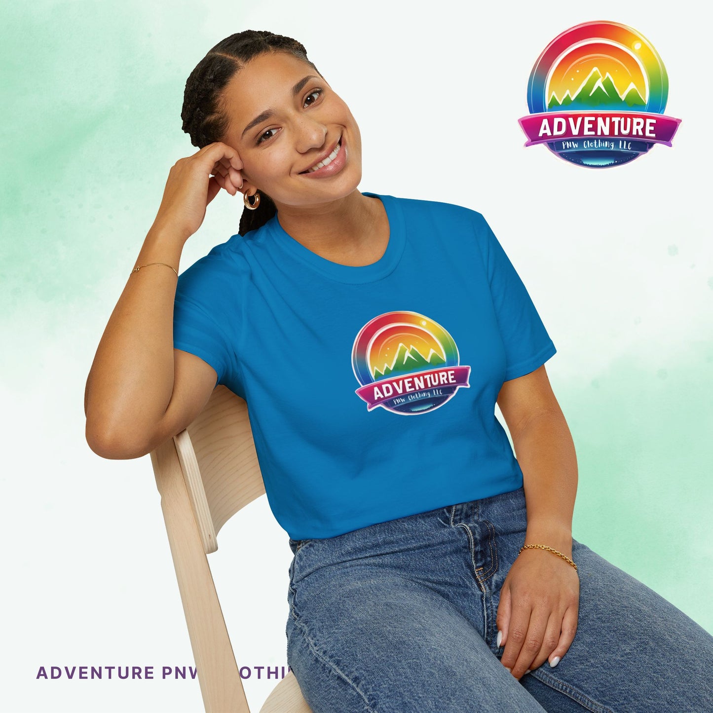 PRIDE Adventure PNW Mountain T-shirt Rainbow Colorful