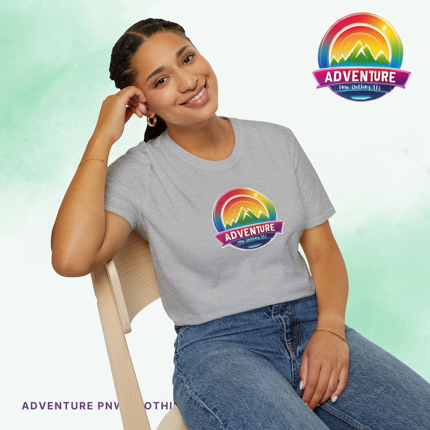 PRIDE Adventure PNW Mountain T-shirt Rainbow Colorful