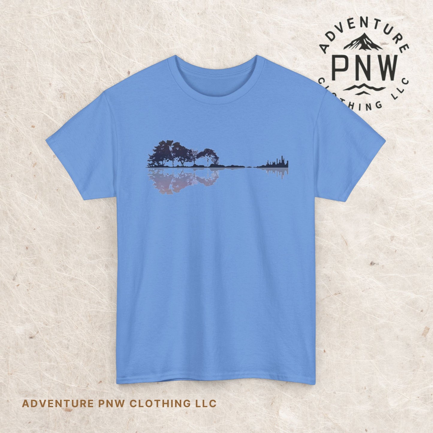 Nature Guitar Men T-Shirt, Creative Guitar Printed Tee for Glamping & Adventure, Outdoorsy Shirt