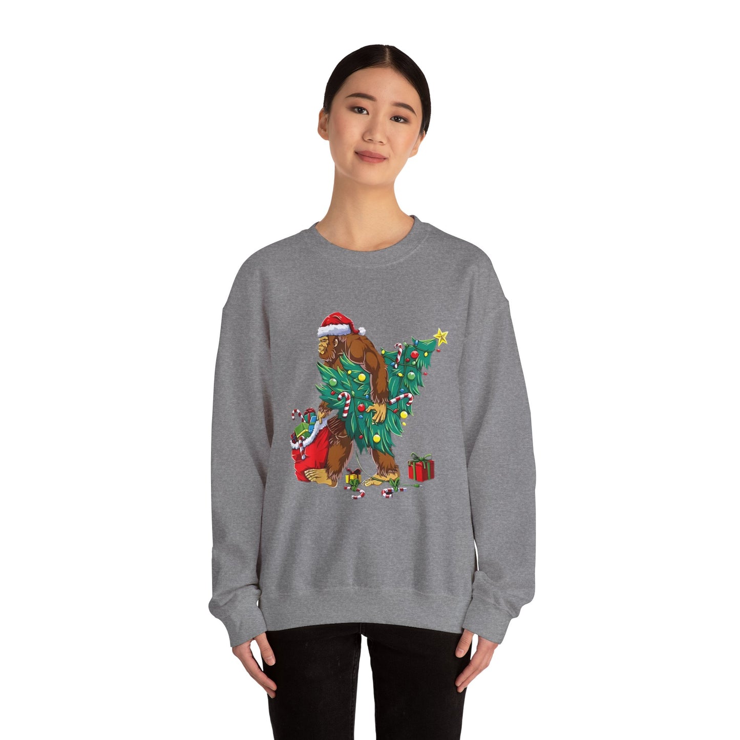 Bigfoot Christmas Lights Sweatshirt, Sasquatch Xmas Jumper, Holiday Bigfoot Sweater, Unisex Bigfoot Crewneck, Christmas Sweatshirt for Men