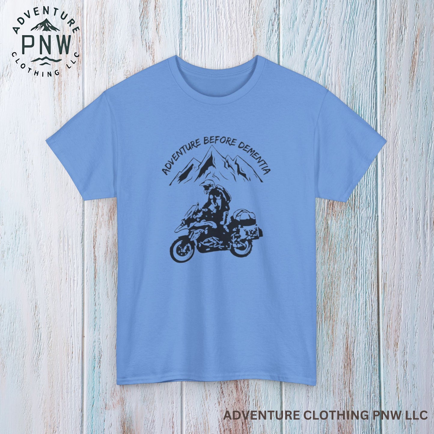 Adventure Before Dementia T-Shirt, Motorcycle & Mountain Travel Tee, Unisex Hiking and Camping Shirt for Outdoor Enthusiasts