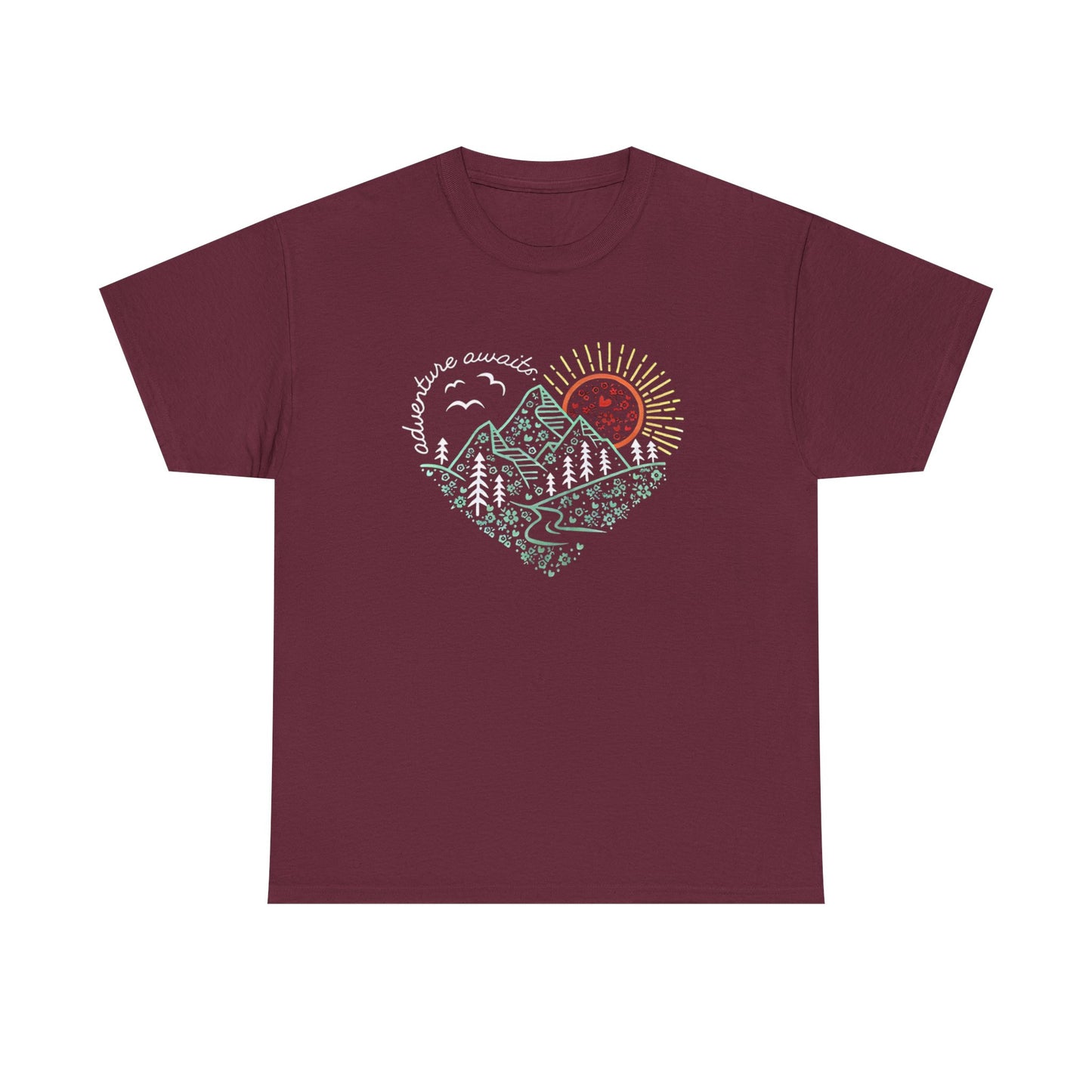 Adventure Awaits Unisex Tee, Mountain Hiker Nature Camping Shirt, Gift for Vacation, Outdoor Enthusiast Apparel, Wilderness Explorer Top