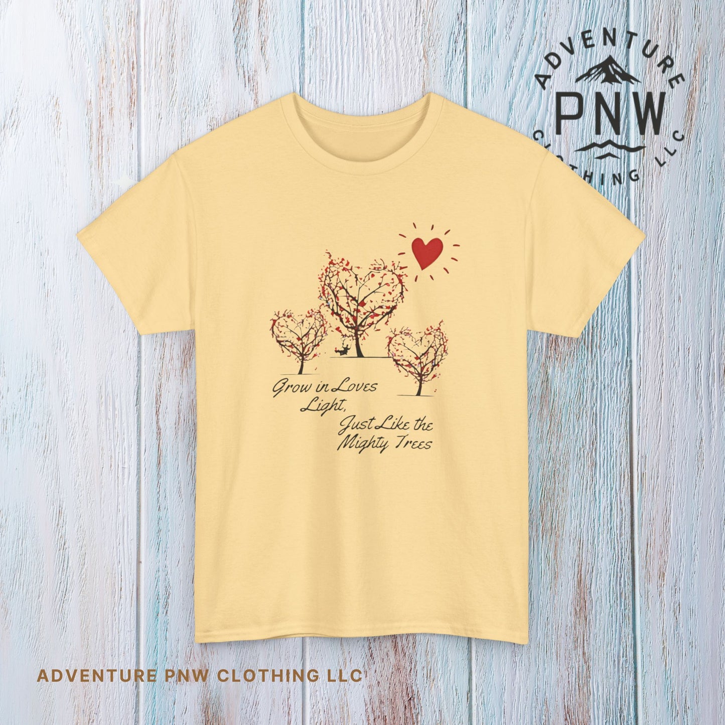 Grow in Love's Light Tree Heart T-Shirt, Outdoors Campers Top, Forest, Nature Lovers Gift, Love Shirt, Valentines day unisex Tshirt
