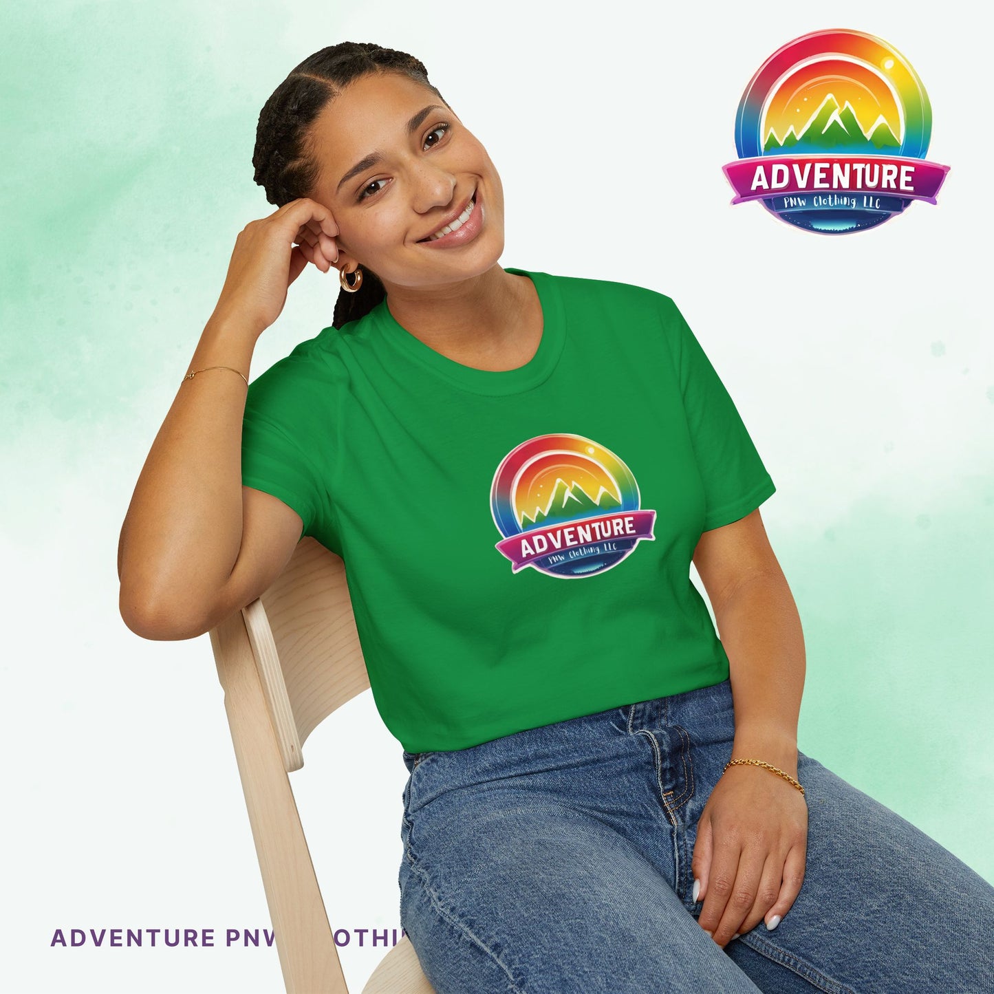 PRIDE Adventure PNW Mountain T-shirt Rainbow Colorful
