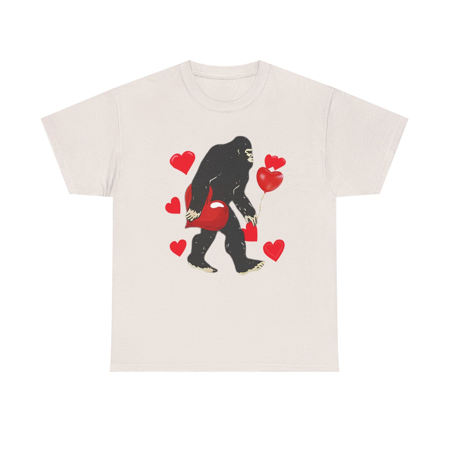 Bigfoot Valentine Shirt, Funny Bigfoot Love Tee, Valentines Day Gift, V-Day Heart T-Shirt, Unisex Heavy Cotton Tee, Sasquatch Valentine