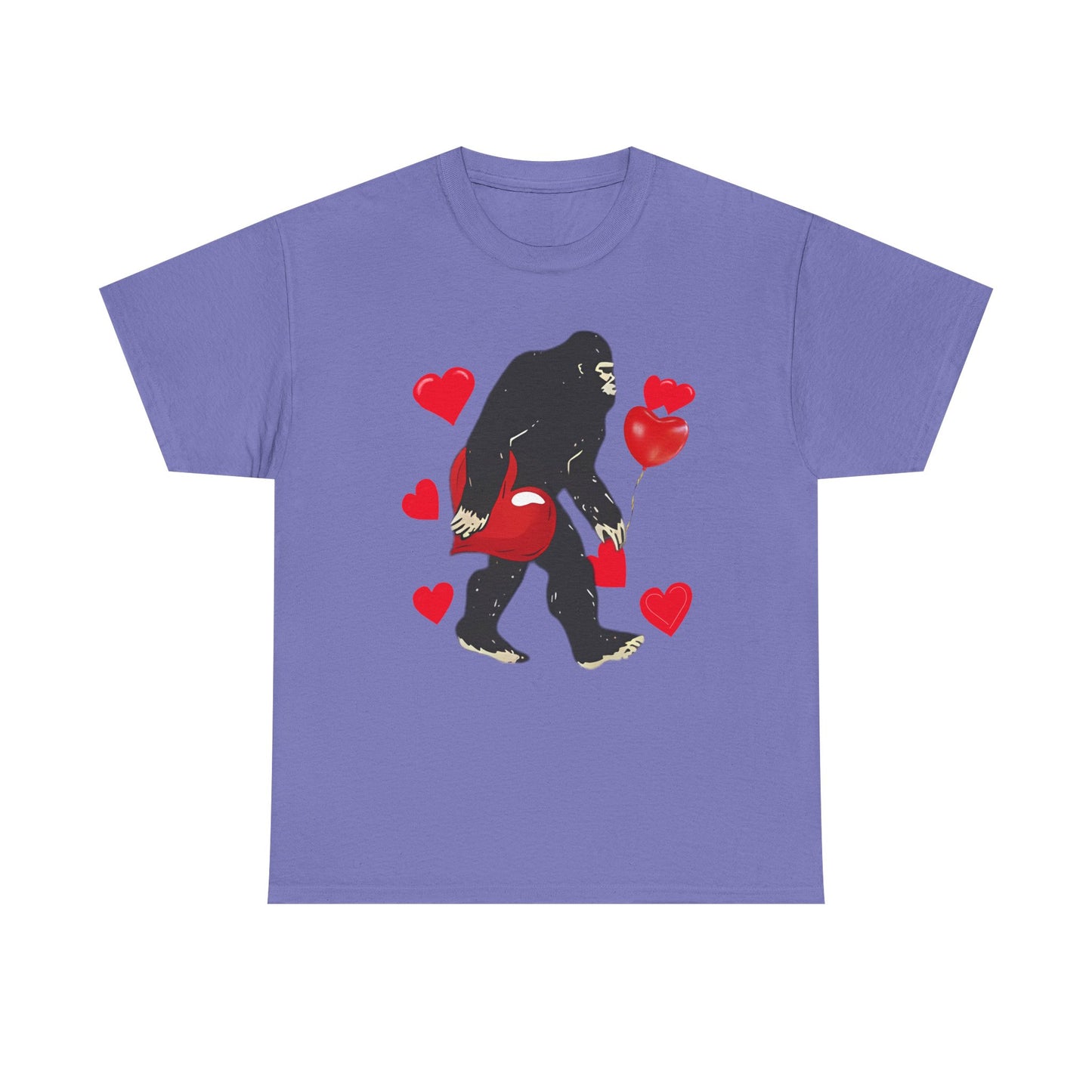 Bigfoot Valentine Shirt, Funny Bigfoot Love Tee, Valentines Day Gift, V-Day Heart T-Shirt, Unisex Heavy Cotton Tee, Sasquatch Valentine