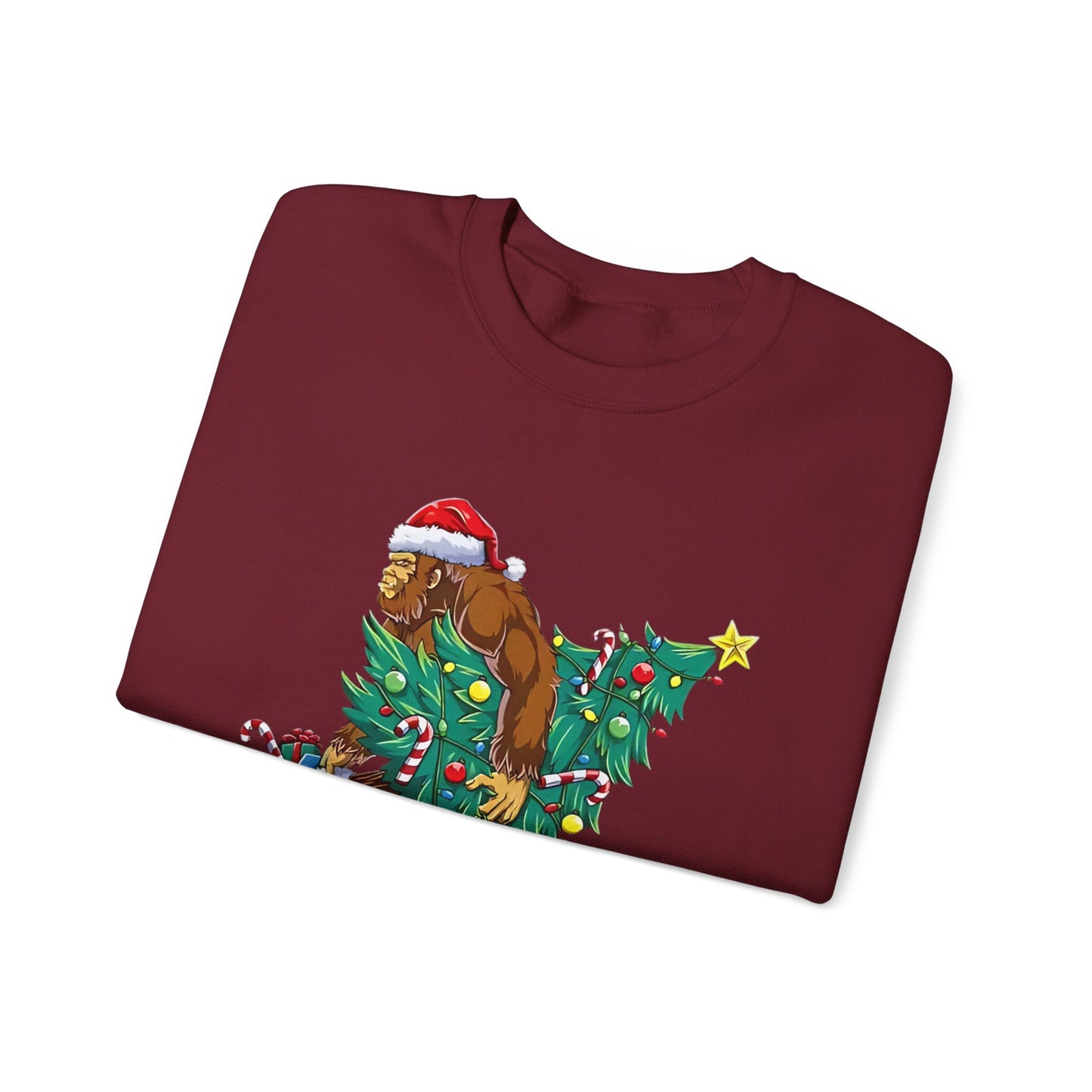 Bigfoot Christmas Lights Sweatshirt, Sasquatch Xmas Jumper, Holiday Bigfoot Sweater, Unisex Bigfoot Crewneck, Christmas Sweatshirt for Men