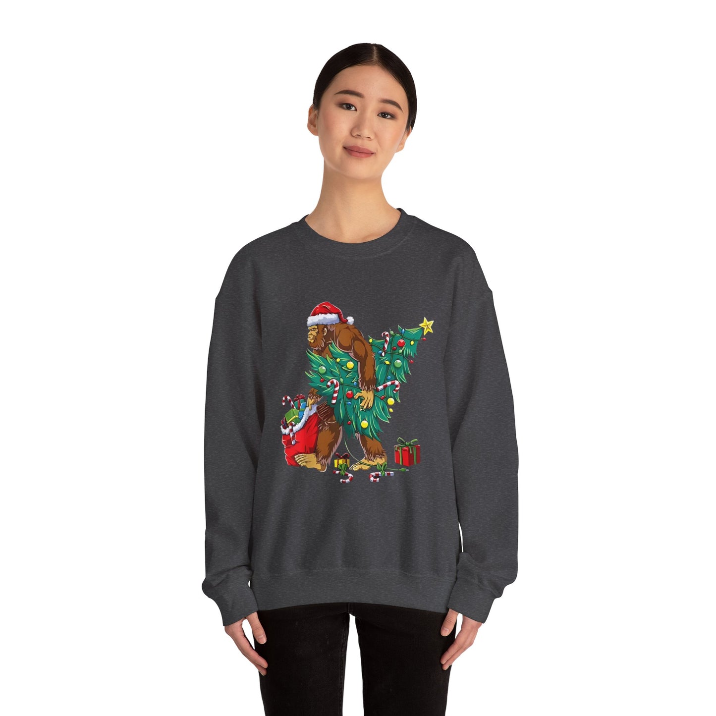 Bigfoot Christmas Lights Sweatshirt, Sasquatch Xmas Jumper, Holiday Bigfoot Sweater, Unisex Bigfoot Crewneck, Christmas Sweatshirt for Men