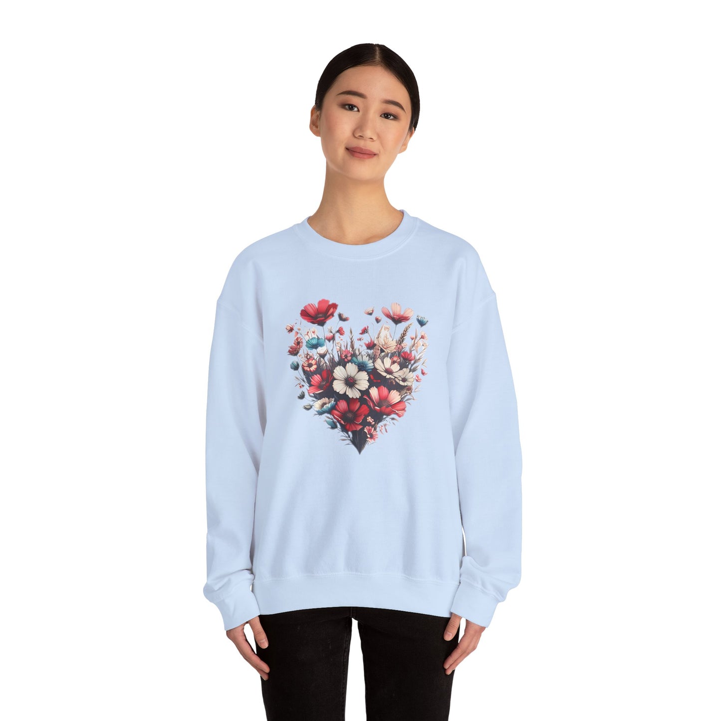 Heart Shaped Flowers Sweatshirt - Floral Graphic Shirt, Botanical Garden Lover Gift, Romantic Nature Print Apparel, Spring Blossoms Top,