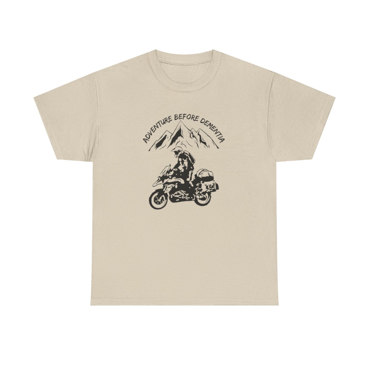 Adventure Before Dementia T-Shirt, Motorcycle & Mountain Travel Tee, Unisex Hiking and Camping Shirt for Outdoor Enthusiasts