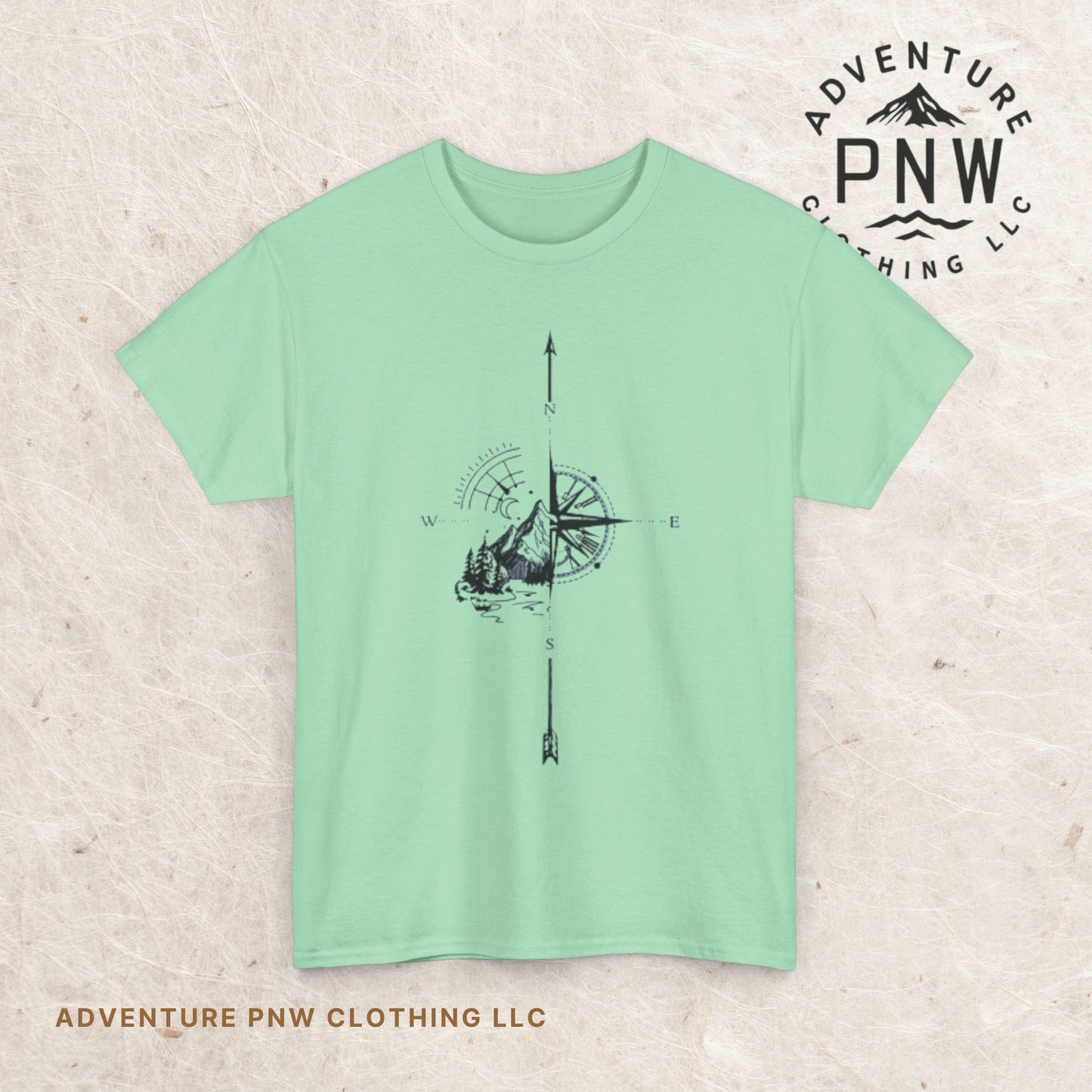 Mountain Compass Pattern Unisex Tee, Adventure Lover Hiking Tshirt, Traveler Gift Shirt, Nature Outdoor Top