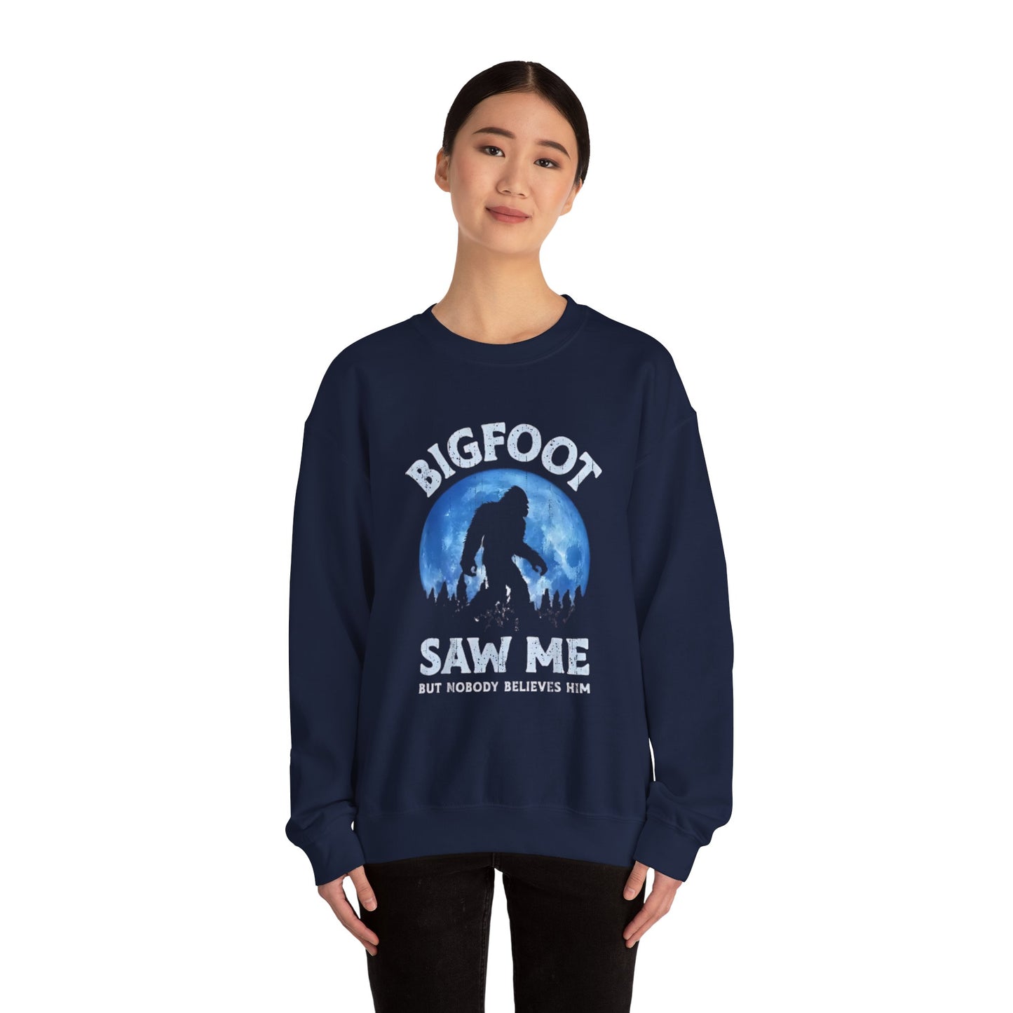 Funny Sasquatch Vintage Unisex Sweatshirt, Bigfoot Saw Me Shirt, Gift for Cryptid Lover, Yeti Graphic Pullover, Cryptozoology Crewneck