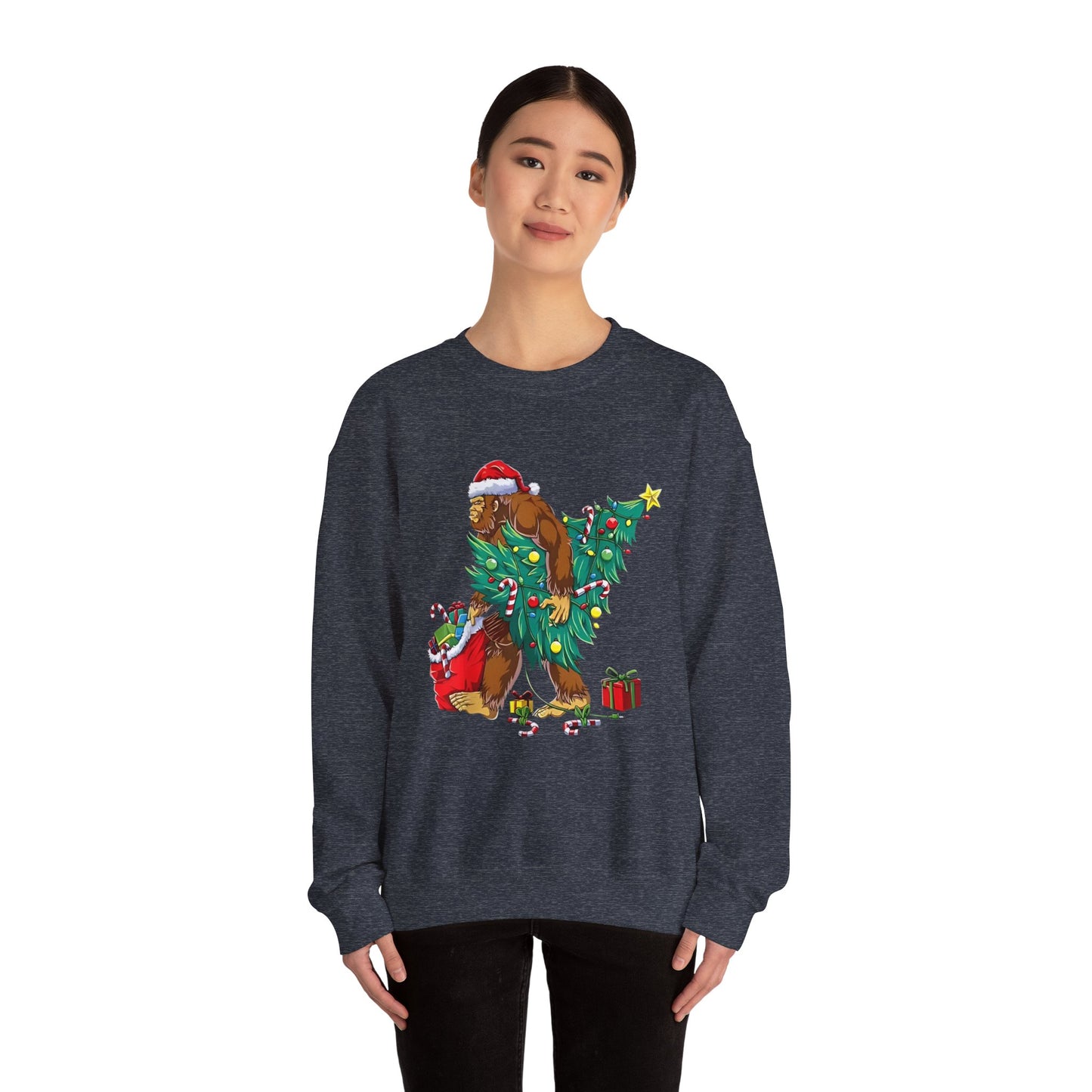Bigfoot Christmas Lights Sweatshirt, Sasquatch Xmas Jumper, Holiday Bigfoot Sweater, Unisex Bigfoot Crewneck, Christmas Sweatshirt for Men