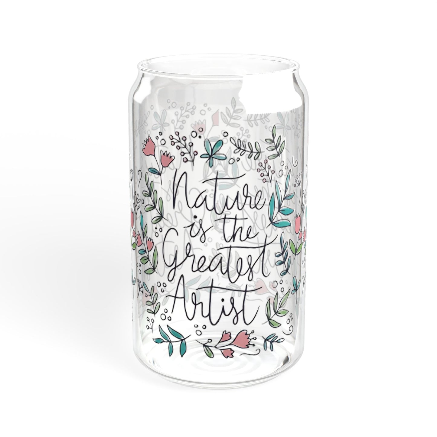 Floral Sipper Glass, Nature Is The Greatest Artist, Cute Wildflower 16oz Cup, Valentine's Day Gift For Her, Flower Lover Mug, Unique Glass