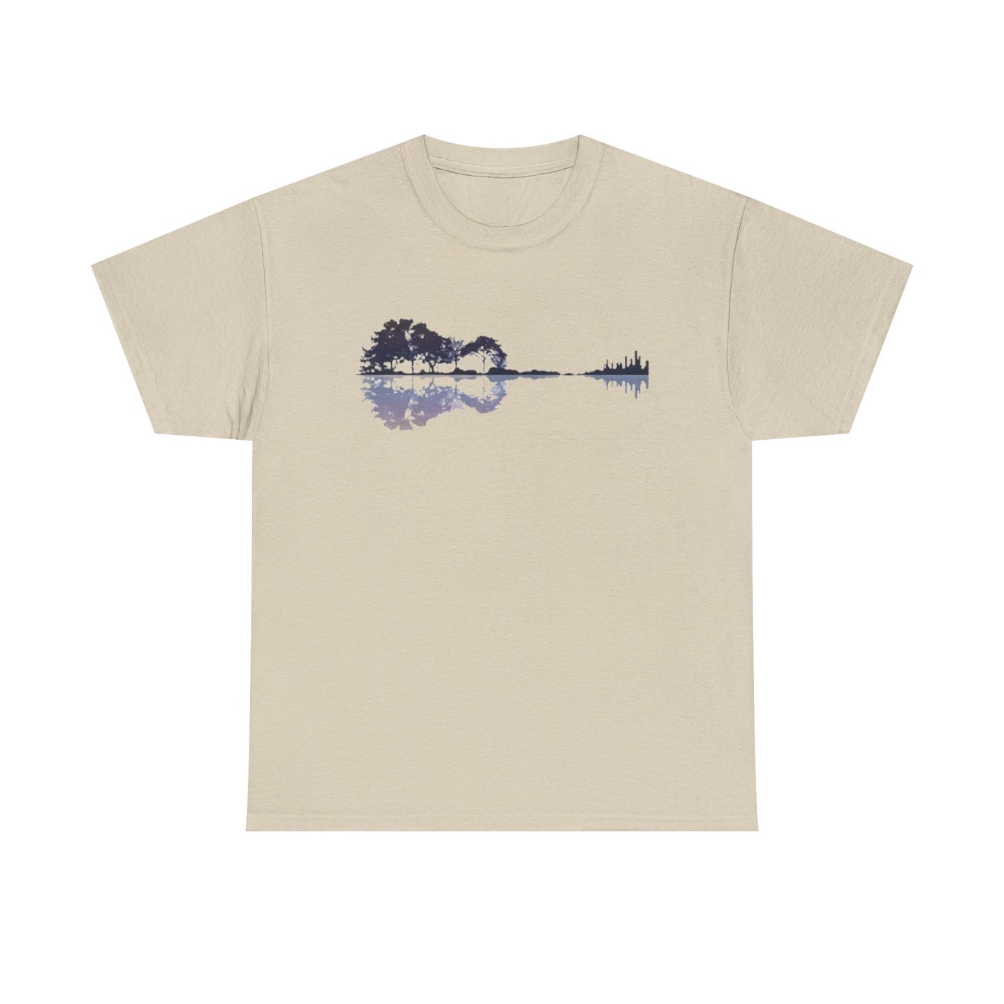 Nature Guitar Men T-Shirt, Creative Guitar Printed Tee for Glamping & Adventure, Outdoorsy Shirt