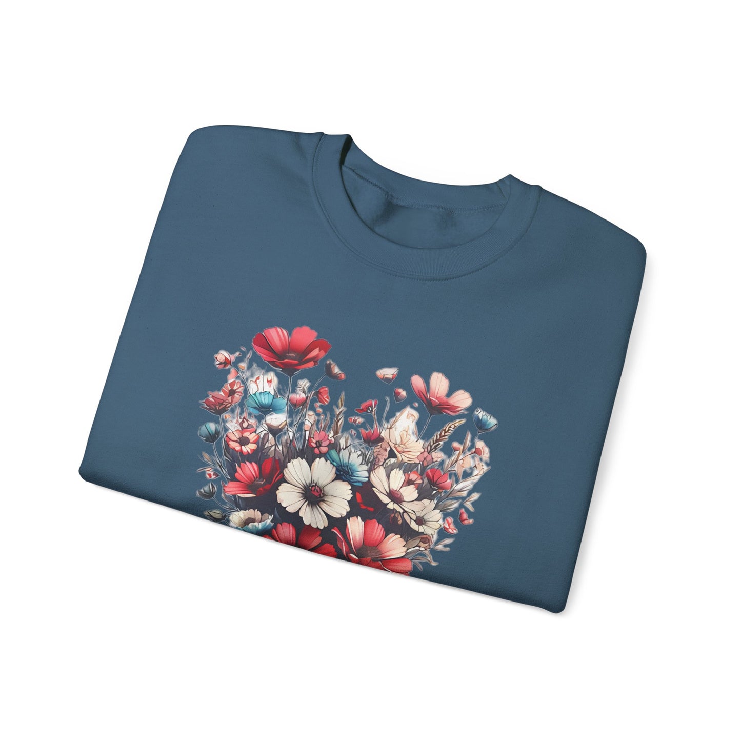Heart Shaped Flowers Sweatshirt - Floral Graphic Shirt, Botanical Garden Lover Gift, Romantic Nature Print Apparel, Spring Blossoms Top,