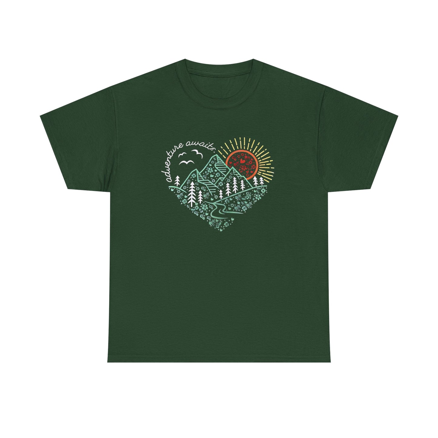 Adventure Awaits Unisex Tee, Mountain Hiker Nature Camping Shirt, Gift for Vacation, Outdoor Enthusiast Apparel, Wilderness Explorer Top