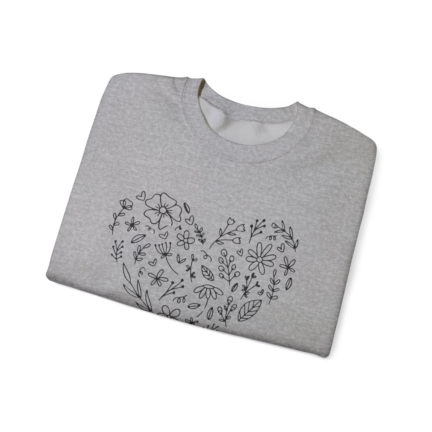 Floral Heart Sweatshirt, Boho Flower Heart Design Sweatshirt, Cute Nature Lover Sweatshirt, Botanical T-Shirt, Valentine's Day Gift for Her