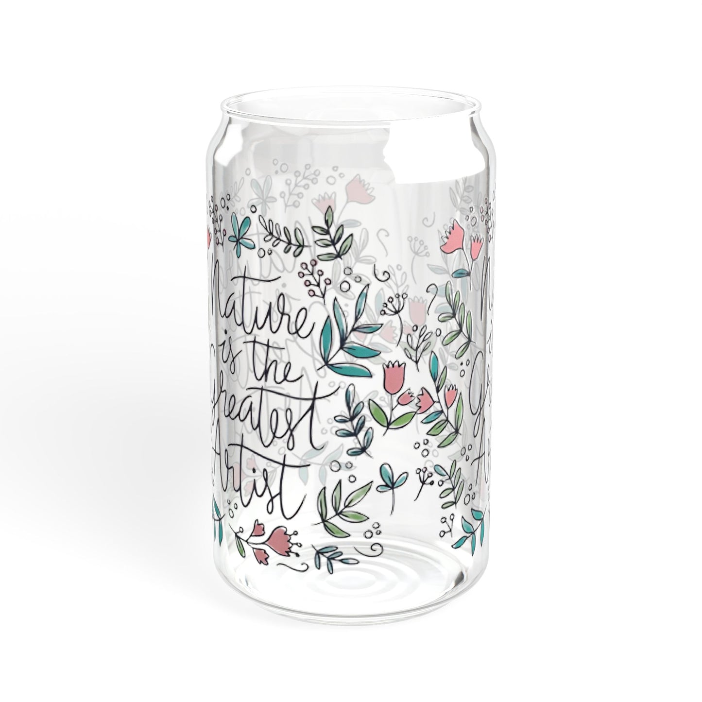 Floral Sipper Glass, Nature Is The Greatest Artist, Cute Wildflower 16oz Cup, Valentine's Day Gift For Her, Flower Lover Mug, Unique Glass
