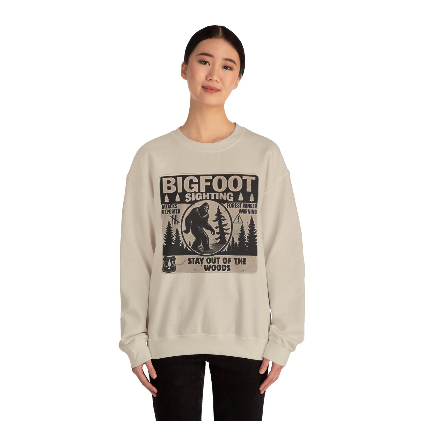 Bigfoot Sighting Retro Sweatshirt, Funny Sasquatch Crewneck, Ranger Warning Forest Attacks Vintage Jumper, Stay Out Woods Unisex Hoodie,