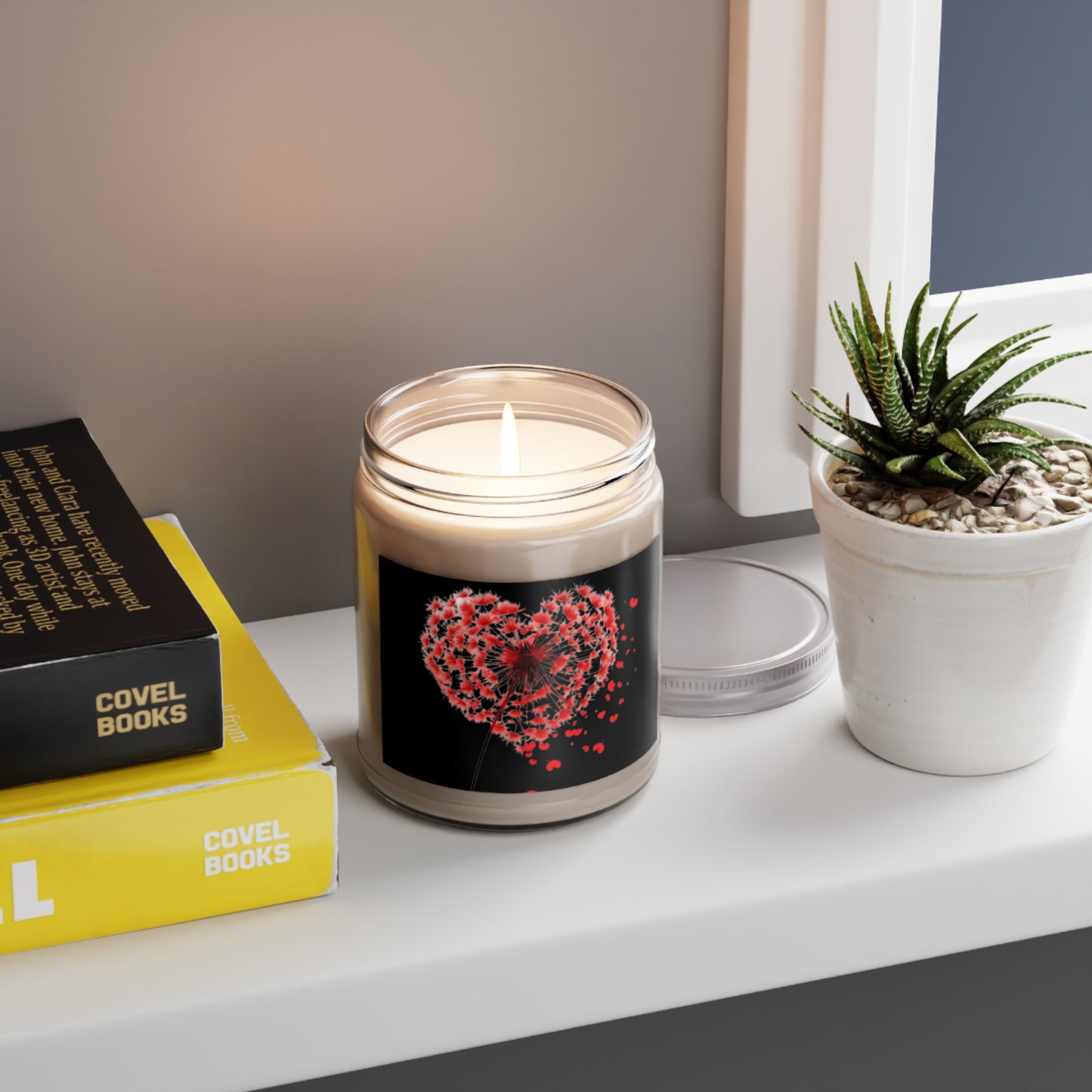 Dandelion Heart Candle, Valentine Candle, Wildflower Candle, 9oz Scented Candle, Lovers Candle, Gift for Valentines, Valentine Flower