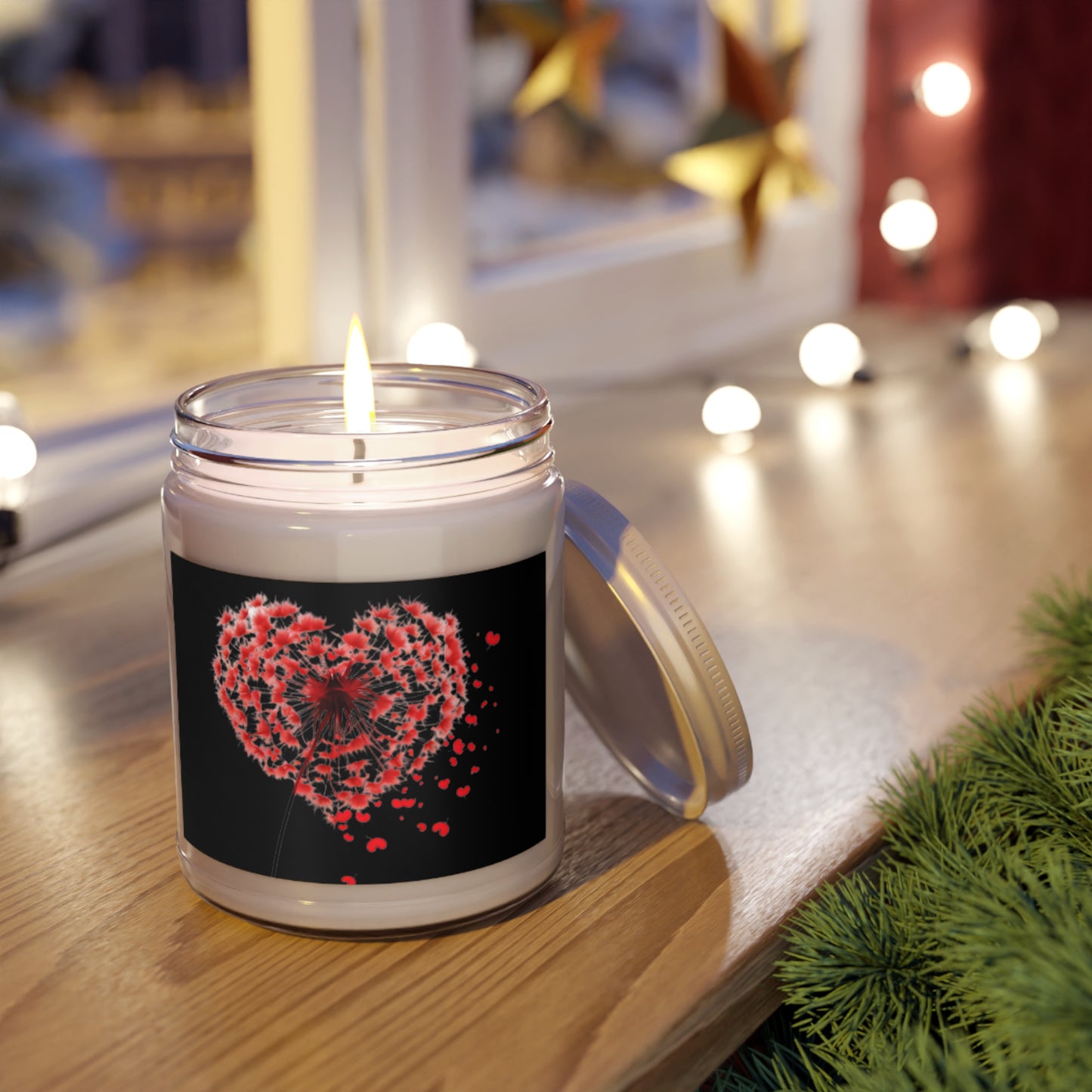 Dandelion Heart Candle, Valentine Candle, Wildflower Candle, 9oz Scented Candle, Lovers Candle, Gift for Valentines, Valentine Flower