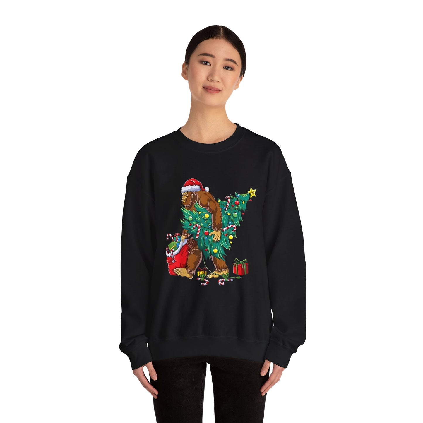 Bigfoot Christmas Lights Sweatshirt, Sasquatch Xmas Jumper, Holiday Bigfoot Sweater, Unisex Bigfoot Crewneck, Christmas Sweatshirt for Men