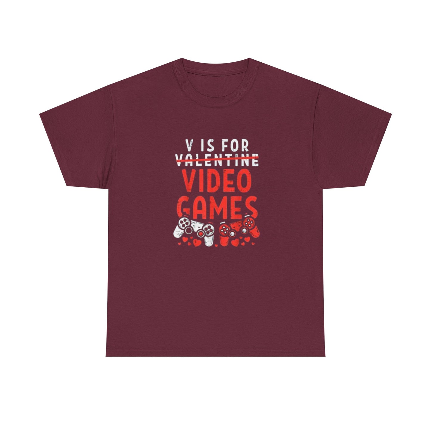 Funny Valentines Day T-Shirt for Gamers V is for Video Games Gift for Boys, Men, and Gaming Enthusiasts Unisex T-shirt