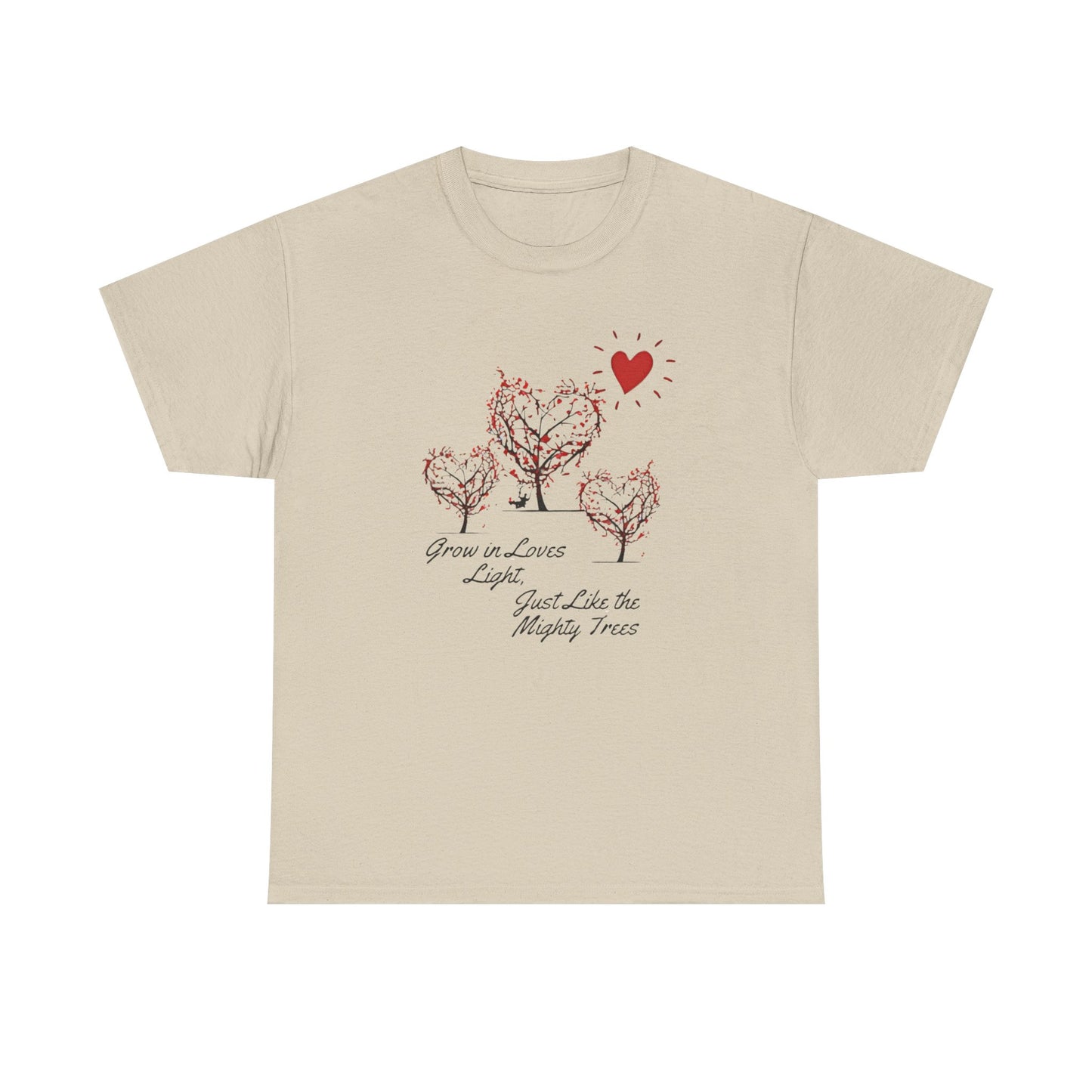 Grow in Love's Light Tree Heart T-Shirt, Outdoors Campers Top, Forest, Nature Lovers Gift, Love Shirt, Valentines day unisex Tshirt