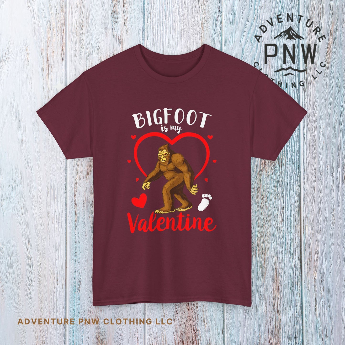 Bigfoot Is My Valentine Unisex Tee, Bigfoot Lover Gift, Cryptid Valentine Shirt, Folklore Love Tee, Funny Vday Tee, Valentines Day Gift