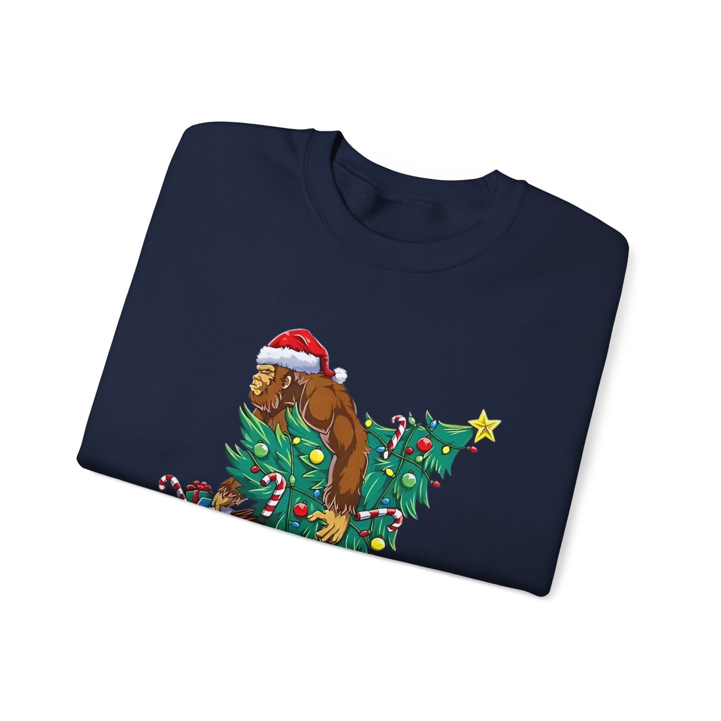 Bigfoot Christmas Lights Sweatshirt, Sasquatch Xmas Jumper, Holiday Bigfoot Sweater, Unisex Bigfoot Crewneck, Christmas Sweatshirt for Men