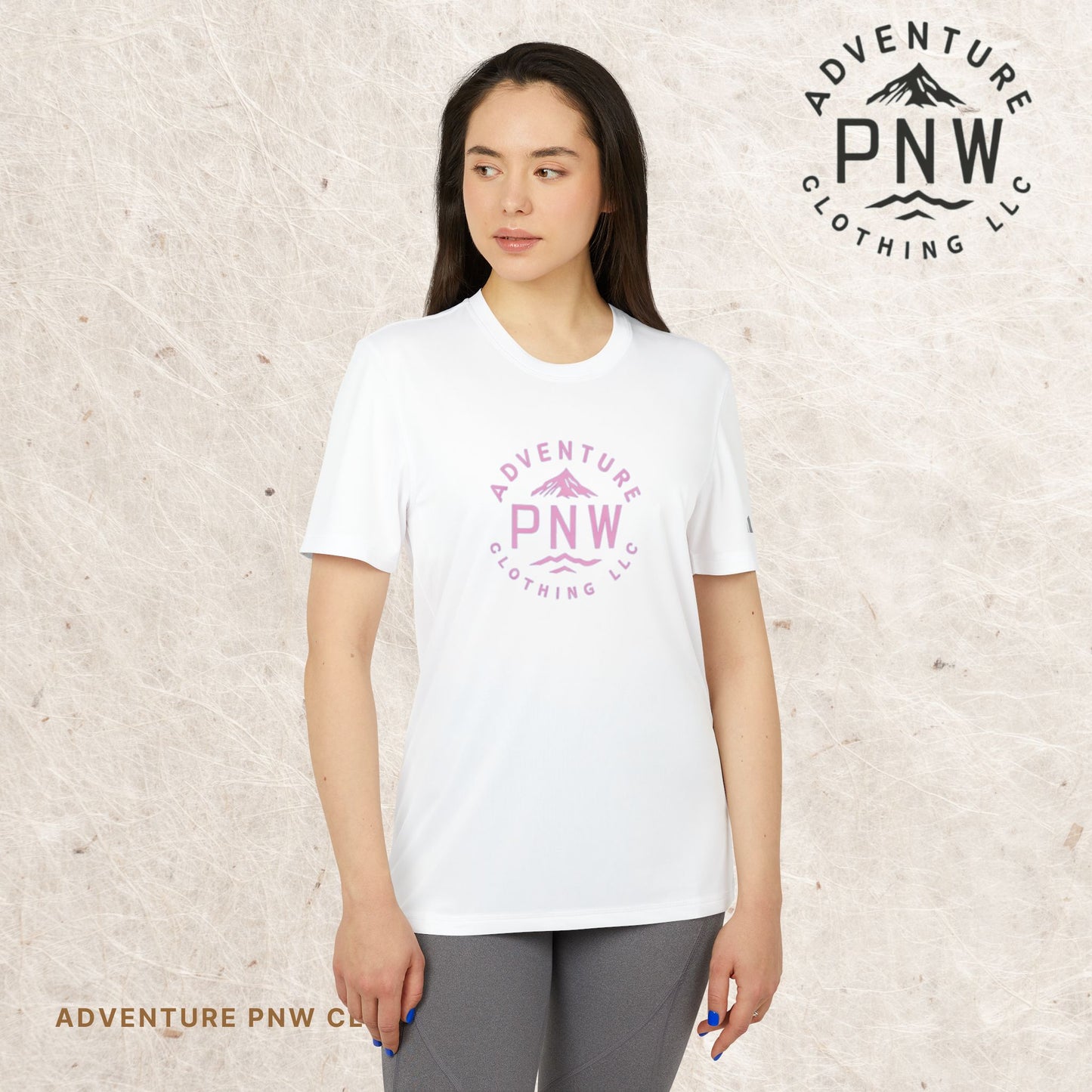 Adidas® Unisex PNW Pink Logo Sport T-Shirt | Premium Athletic Adventure Mountains