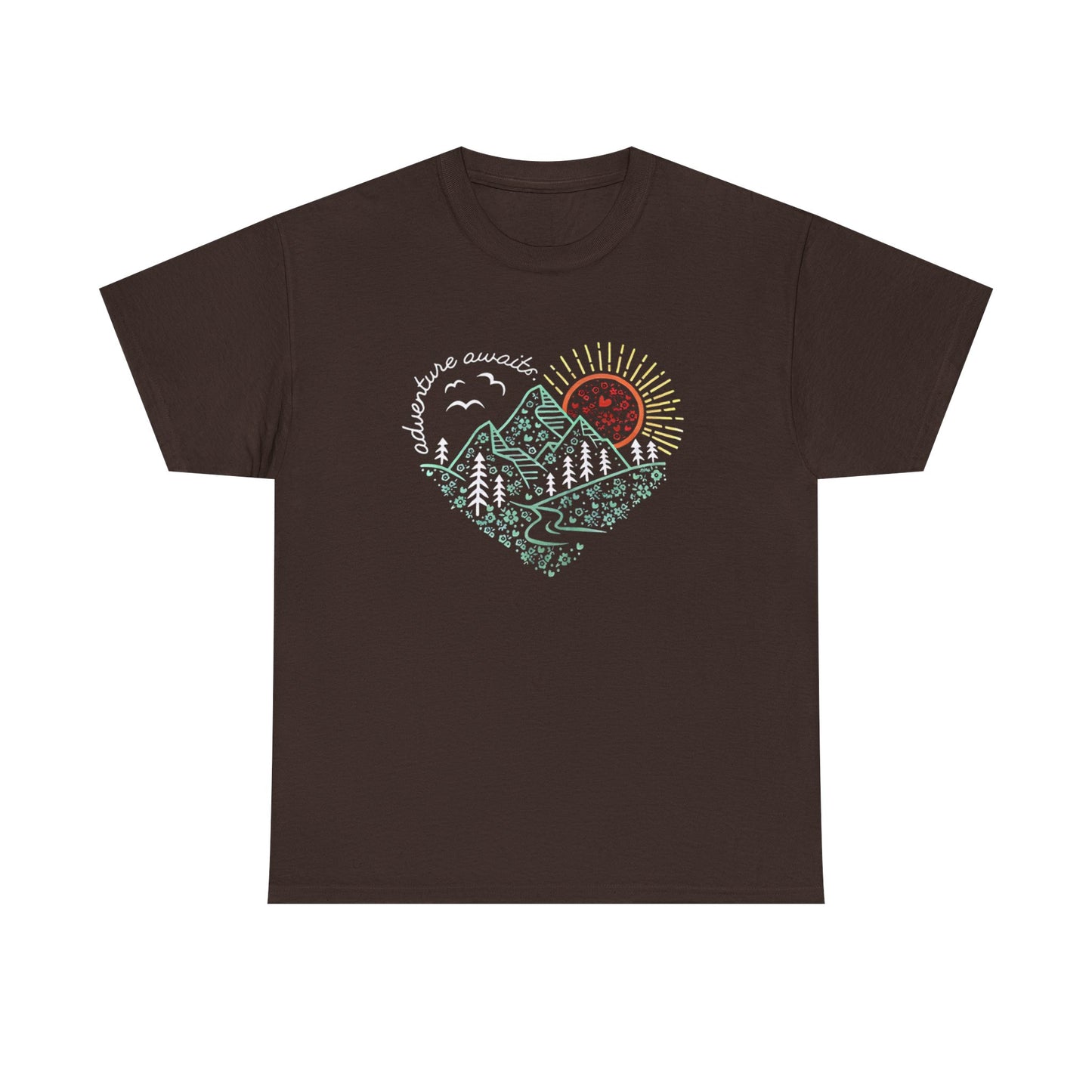 Adventure Awaits Unisex Tee, Mountain Hiker Nature Camping Shirt, Gift for Vacation, Outdoor Enthusiast Apparel, Wilderness Explorer Top