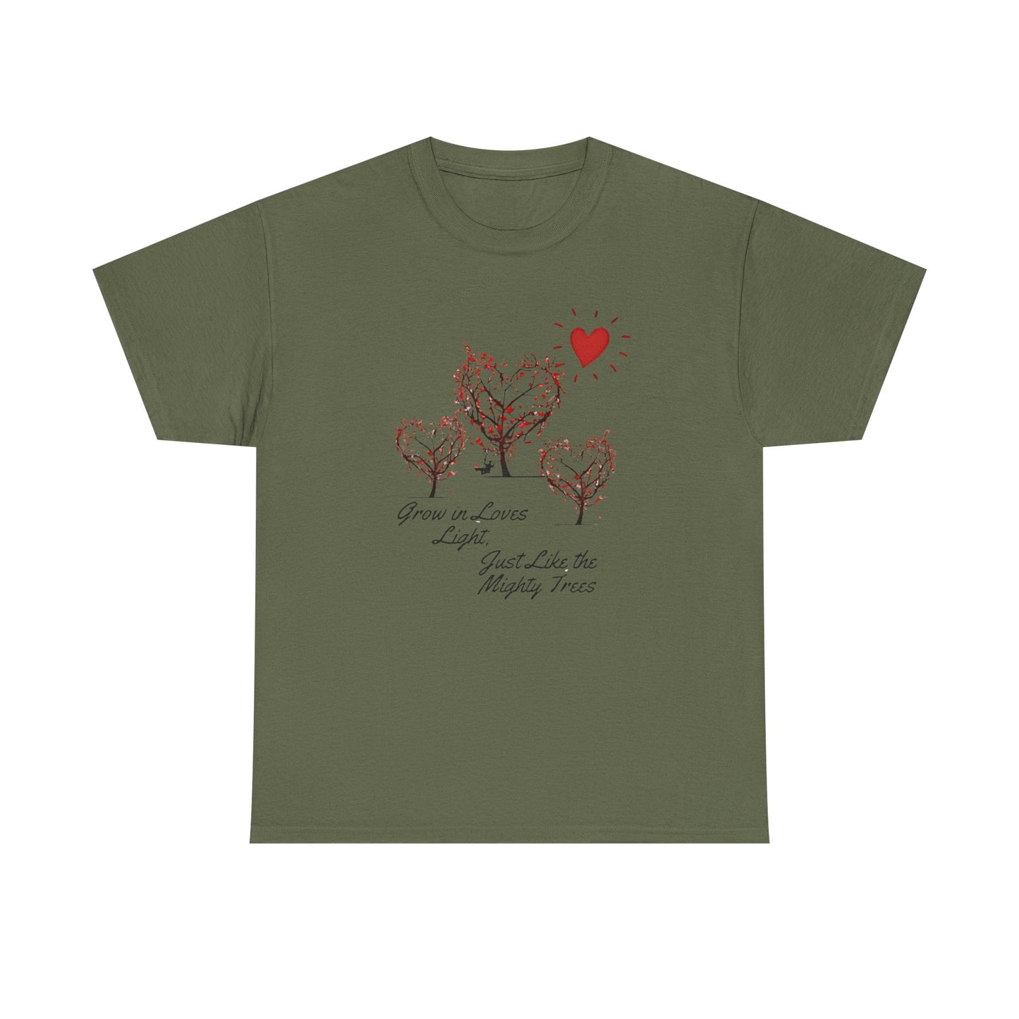 Grow in Love's Light Tree Heart T-Shirt, Outdoors Campers Top, Forest, Nature Lovers Gift, Love Shirt, Valentines day unisex Tshirt