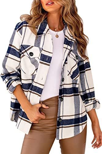 Women's Casual Button Long Sleeve Tops Shirt With Pocket